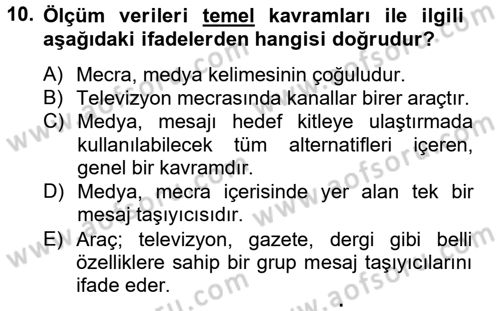 Radyo ve Televizyon İşletmeciliği Dersi 2012 - 2013 Yılı (Final) Dönem Sonu Sınav Soruları 10. Soru