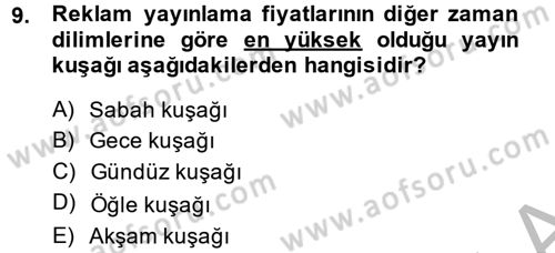 Radyo ve Televizyon İşletmeciliği Dersi 2013 - 2014 Yılı (Final) Dönem Sonu Sınav Soruları 9. Soru