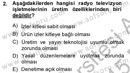 Radyo ve Televizyon İşletmeciliği Dersi 2014 - 2015 Yılı (Vize) Ara Sınav Soruları 2. Soru