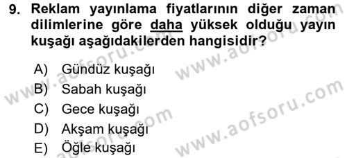 Radyo ve Televizyon İşletmeciliği Dersi 2016 - 2017 Yılı 3 Ders Sınav Soruları 9. Soru