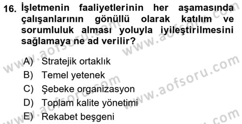 Radyo ve Televizyon İşletmeciliği Dersi 2016 - 2017 Yılı (Vize) Ara Sınav Soruları 16. Soru