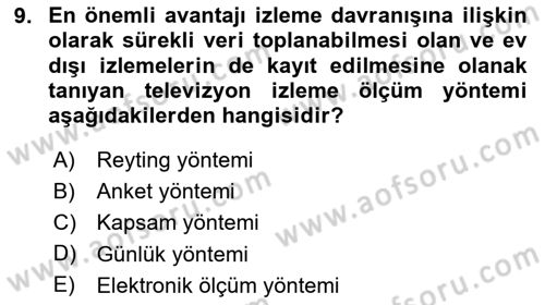Radyo ve Televizyon İşletmeciliği Dersi 2020 - 2021 Yılı Yaz Okulu Sınav Soruları 9. Soru