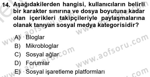 Yeni Medya Teorileri Dersi 2025 - 2026 Yılı (Vize) Ara Sınav Soruları 14. Soru