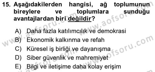 Yeni Medya Teorileri Dersi 2025 - 2026 Yılı (Vize) Ara Sınav Soruları 15. Soru