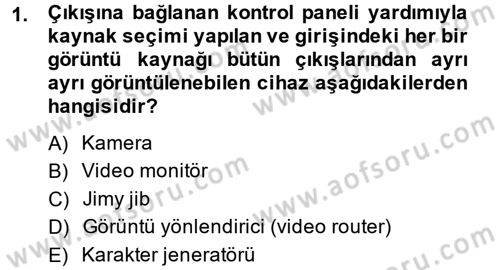 Radyo ve Televizyon Stüdyoları Dersi 2014 - 2015 Yılı (Vize) Ara Sınavı 1. Soru