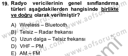 Radyo ve Televizyon Stüdyoları Dersi 2014 - 2015 Yılı (Final) Dönem Sonu Sınavı 19. Soru