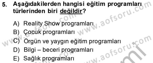 Radyo ve Televizyon Stüdyoları Dersi 2014 - 2015 Yılı (Final) Dönem Sonu Sınavı 5. Soru