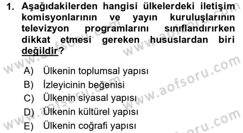 Radyo ve Televizyon Stüdyoları Dersi 2015 - 2016 Yılı (Vize) Ara Sınav Soruları 1. Soru