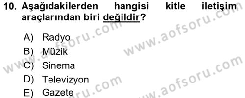 Radyo ve Televizyon Stüdyoları Dersi 2015 - 2016 Yılı (Vize) Ara Sınav Soruları 10. Soru