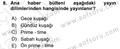 Radyo ve Televizyon Stüdyoları Dersi 2015 - 2016 Yılı (Vize) Ara Sınav Soruları 8. Soru