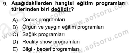 Radyo ve Televizyon Stüdyoları Dersi 2015 - 2016 Yılı (Vize) Ara Sınav Soruları 9. Soru