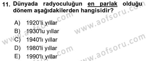Radyo ve Televizyon Stüdyoları Dersi 2015 - 2016 Yılı (Final) Dönem Sonu Sınav Soruları 11. Soru