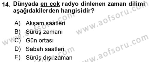 Radyo ve Televizyon Stüdyoları Dersi 2015 - 2016 Yılı (Final) Dönem Sonu Sınav Soruları 14. Soru