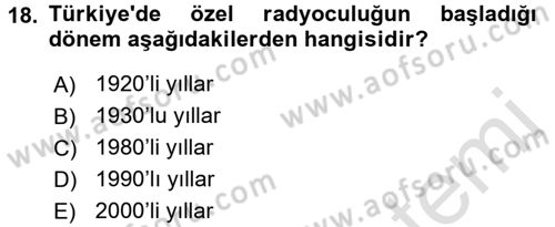 Radyo ve Televizyon Stüdyoları Dersi 2015 - 2016 Yılı (Final) Dönem Sonu Sınav Soruları 18. Soru