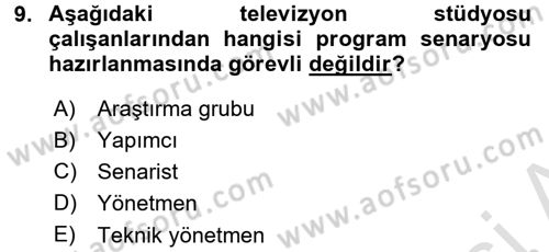 Radyo ve Televizyon Stüdyoları Dersi 2015 - 2016 Yılı (Final) Dönem Sonu Sınav Soruları 9. Soru