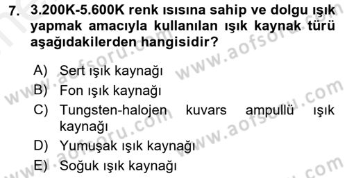 Radyo ve Televizyon Stüdyoları Dersi 2017 - 2018 Yılı (Vize) Ara Sınav Soruları 7. Soru