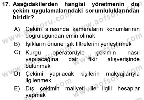 Radyo ve Televizyon Stüdyoları Dersi 2017 - 2018 Yılı (Final) Dönem Sonu Sınav Soruları 17. Soru
