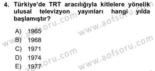 Radyo ve Televizyon Stüdyoları Dersi 2017 - 2018 Yılı (Final) Dönem Sonu Sınav Soruları 4. Soru