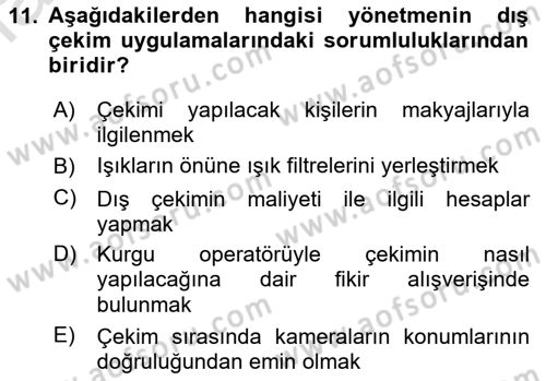 Radyo ve Televizyon Stüdyoları Dersi 2018 - 2019 Yılı 3 Ders Sınav Soruları 11. Soru