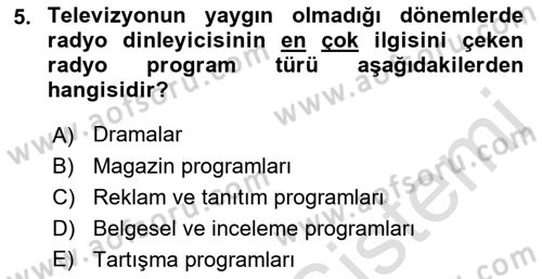 Radyo ve Televizyon Stüdyoları Dersi 2018 - 2019 Yılı 3 Ders Sınav Soruları 5. Soru
