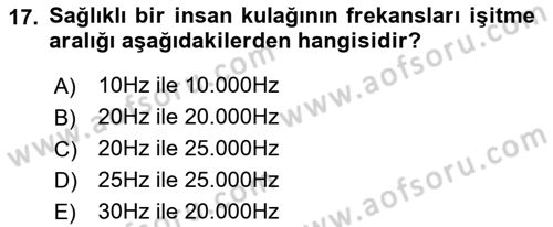 Radyo ve Televizyon Stüdyoları Dersi 2018 - 2019 Yılı Yaz Okulu Sınav Soruları 17. Soru