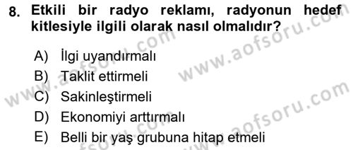 Radyo ve Televizyon Stüdyoları Dersi 2018 - 2019 Yılı Yaz Okulu Sınav Soruları 8. Soru