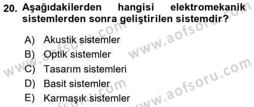 Radyo ve Televizyon Stüdyoları Dersi 2020 - 2021 Yılı Yaz Okulu Sınav Soruları 20. Soru