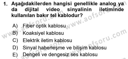 Radyo ve Televizyon Stüdyoları Dersi 2021 - 2022 Yılı (Vize) Ara Sınav Soruları 1. Soru