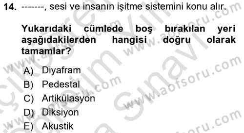 Radyo ve Televizyon Stüdyoları Dersi 2021 - 2022 Yılı (Vize) Ara Sınav Soruları 14. Soru