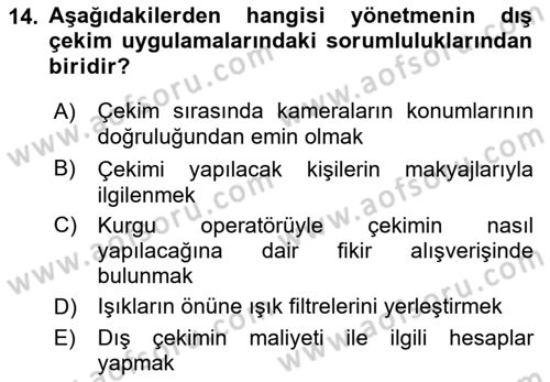 Radyo ve Televizyon Stüdyoları Dersi 2021 - 2022 Yılı Yaz Okulu Sınav Soruları 14. Soru