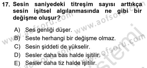 Radyo ve Televizyon Stüdyoları Dersi 2021 - 2022 Yılı Yaz Okulu Sınav Soruları 17. Soru