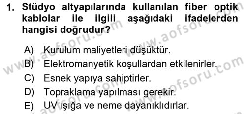 Radyo ve Televizyon Stüdyoları Dersi 2022 - 2023 Yılı Yaz Okulu Sınav Soruları 1. Soru