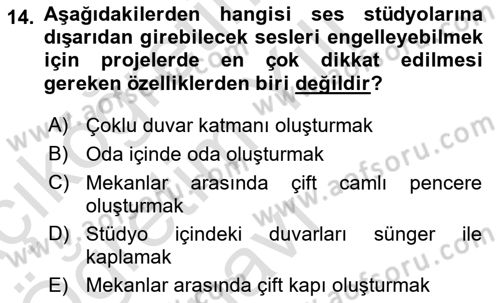 Radyo ve Televizyon Stüdyoları Dersi 2022 - 2023 Yılı Yaz Okulu Sınav Soruları 14. Soru