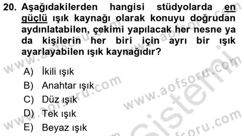 Radyo ve Televizyon Stüdyoları Dersi 2023 - 2024 Yılı (Vize) Ara Sınav Soruları 20. Soru