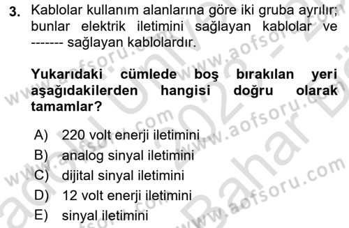 Radyo ve Televizyon Stüdyoları Dersi 2023 - 2024 Yılı (Vize) Ara Sınav Soruları 3. Soru