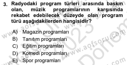 Radyo ve Televizyon Stüdyoları Dersi 2023 - 2024 Yılı (Final) Dönem Sonu Sınav Soruları 3. Soru