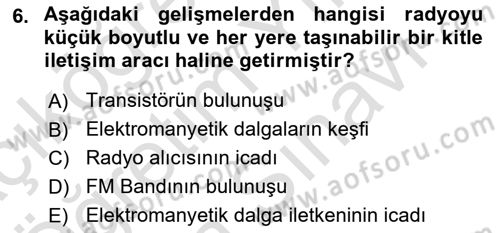 Radyo ve Televizyon Stüdyoları Dersi 2024 - 2025 Yılı (Vize) Ara Sınav Soruları 6. Soru