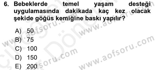 Temel İlk Yardım Bilgisi Dersi 2015 - 2016 Yılı (Vize) Ara Sınavı 6. Soru