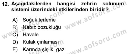 Temel İlk Yardım Bilgisi Dersi 2021 - 2022 Yılı (Final) Dönem Sonu Sınavı 12. Soru