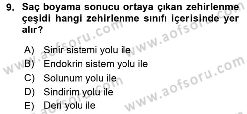 Temel İlk Yardım Bilgisi Dersi 2023 - 2024 Yılı (Final) Dönem Sonu Sınavı 9. Soru