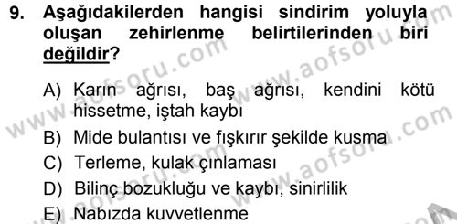 Temel İlkyardım Bilgisi Dersi 2012 - 2013 Yılı (Final) Dönem Sonu Sınav Soruları 9. Soru