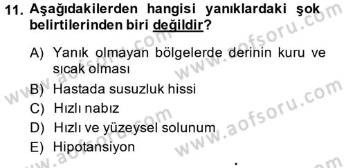 Temel İlkyardım Bilgisi Dersi 2013 - 2014 Yılı (Final) Dönem Sonu Sınav Soruları 11. Soru
