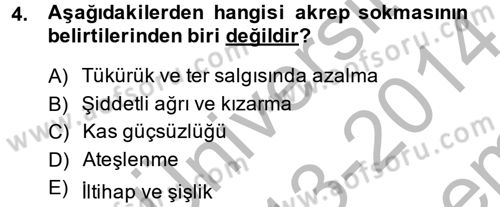 Temel İlkyardım Bilgisi Dersi 2013 - 2014 Yılı (Final) Dönem Sonu Sınav Soruları 4. Soru