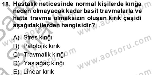 Temel İlkyardım Bilgisi Dersi Ara Sınavı Deneme Sınav Soruları 18. Soru