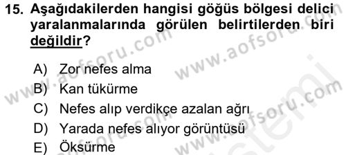 Temel İlkyardım Bilgisi Dersi Ara Sınavı Deneme Sınav Soruları 15. Soru
