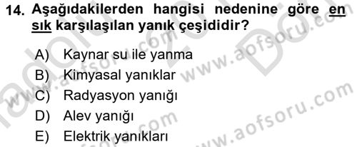 Temel İlkyardım Bilgisi Dersi 2015 - 2016 Yılı (Final) Dönem Sonu Sınav Soruları 14. Soru