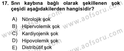 Temel İlkyardım Bilgisi Dersi Ara Sınavı Deneme Sınav Soruları 17. Soru
