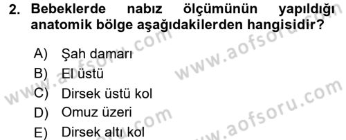 Temel İlkyardım Bilgisi Dersi 2016 - 2017 Yılı (Vize) Ara Sınav Soruları 2. Soru