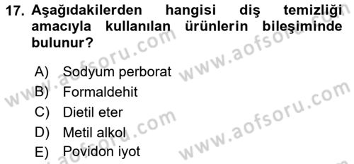 Temel İlkyardım Bilgisi Dersi 2016 - 2017 Yılı (Final) Dönem Sonu Sınav Soruları 17. Soru