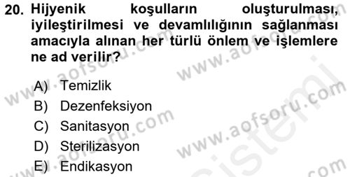 Temel İlkyardım Bilgisi Dersi 2017 - 2018 Yılı (Final) Dönem Sonu Sınav Soruları 20. Soru